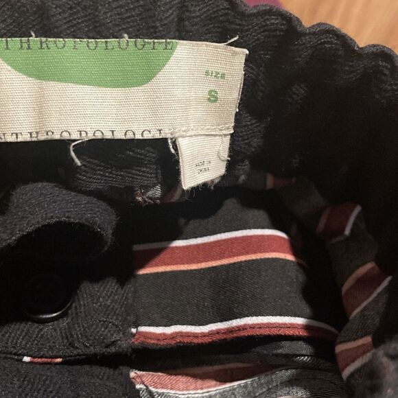 Anthropologie Striped Ankle Tie Jogger Pants Women’s Size Small Black Burgundy - Picture 4 of 6